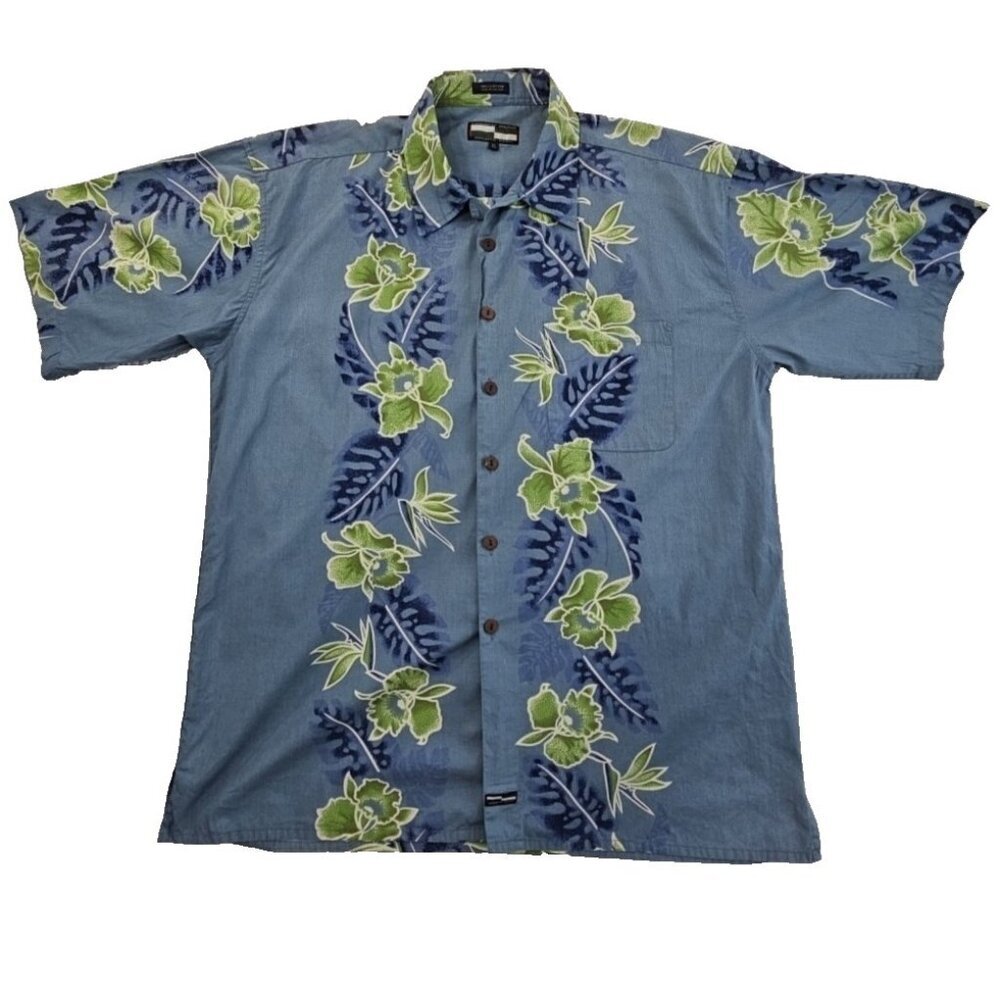 Urgent Gear Sportswear Shirt Men's XL Tropical Pattern Pocket Short‎ Sleeve EUC